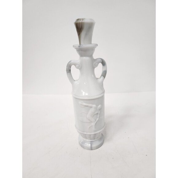 VINTAGE 1971 Jim Beam Greek Olympian Thrower Milk Glass Marble Whiskey Decanter - Picture 3 of 7